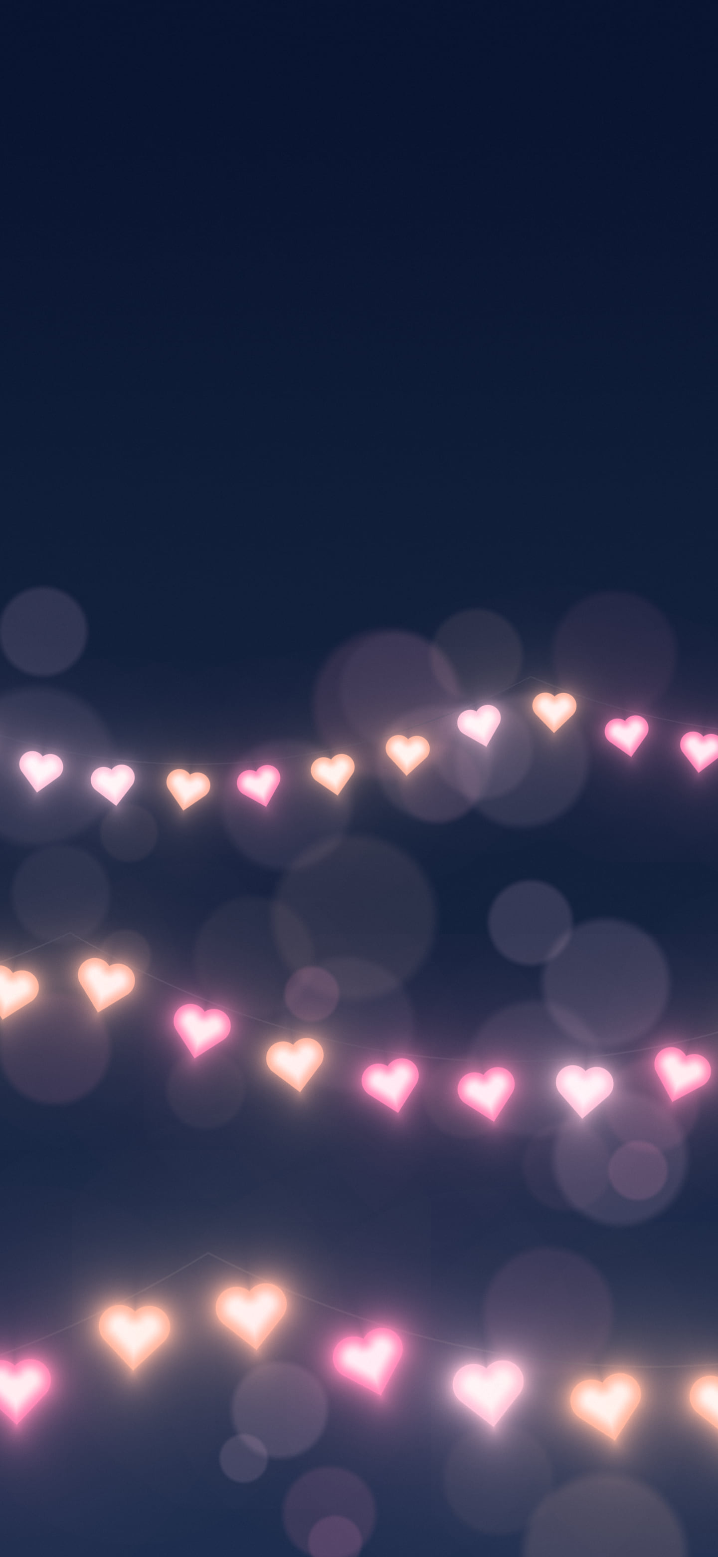 Navy Heart String Lights wallpaper for iPhone and Android