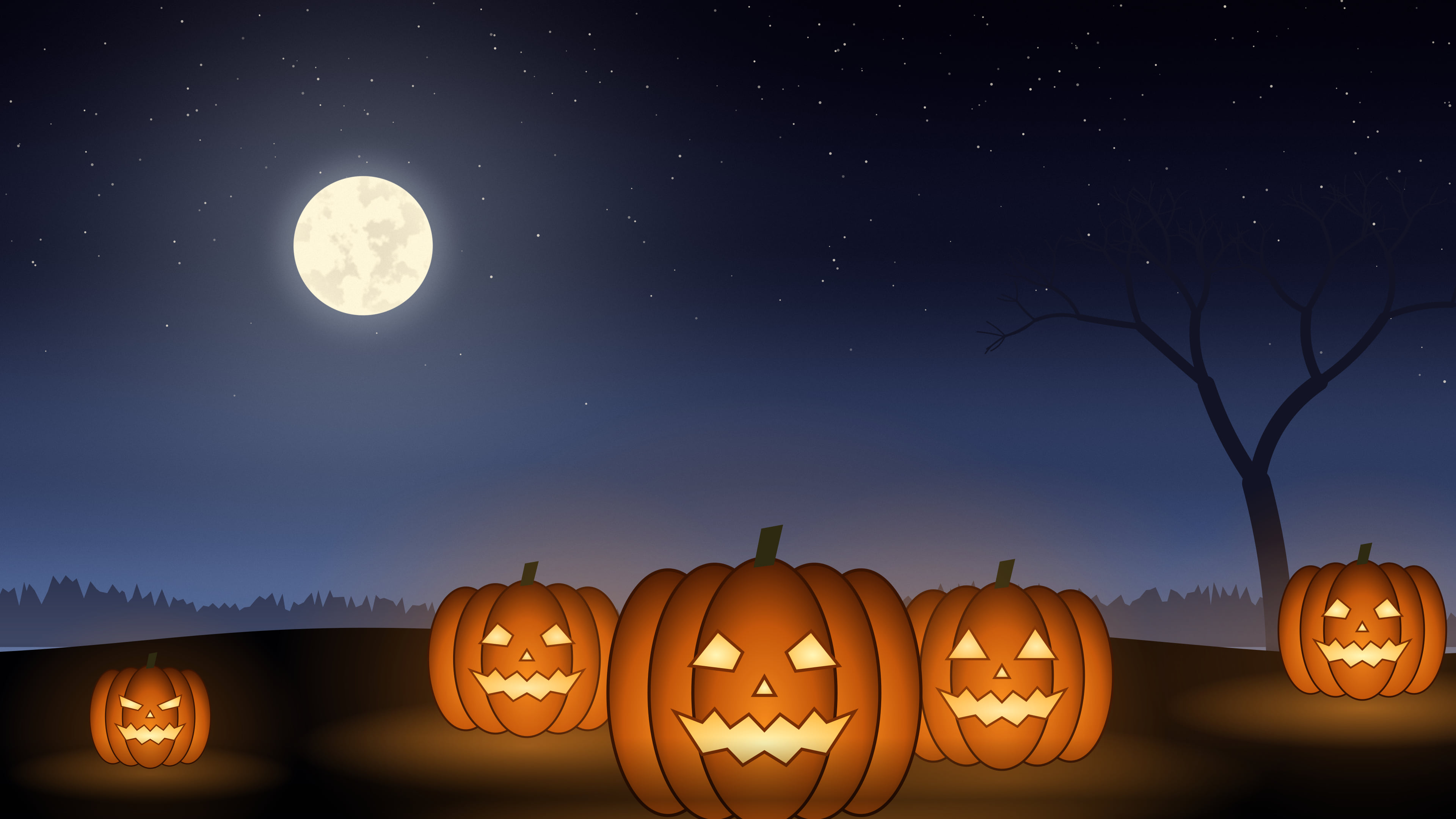 Navy Jack O Lantern Pumpkins desktop wallpaper in 4K