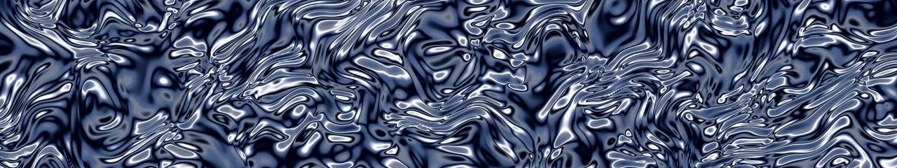 Navy Liquid Chrome triple monitor wallpaper, 7680 × 1440
