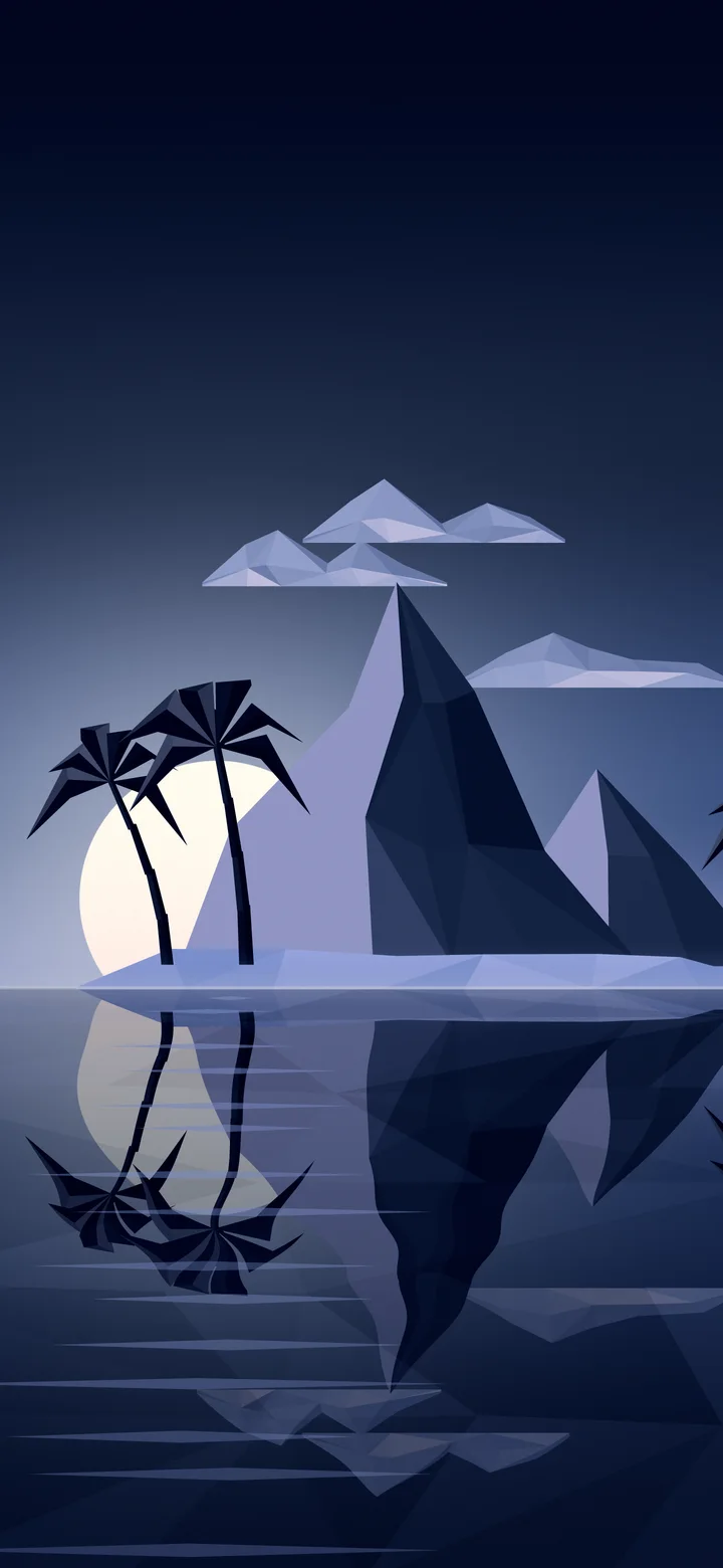 Navy Low Poly Island at Sunset wallpaper for iPhone and Android