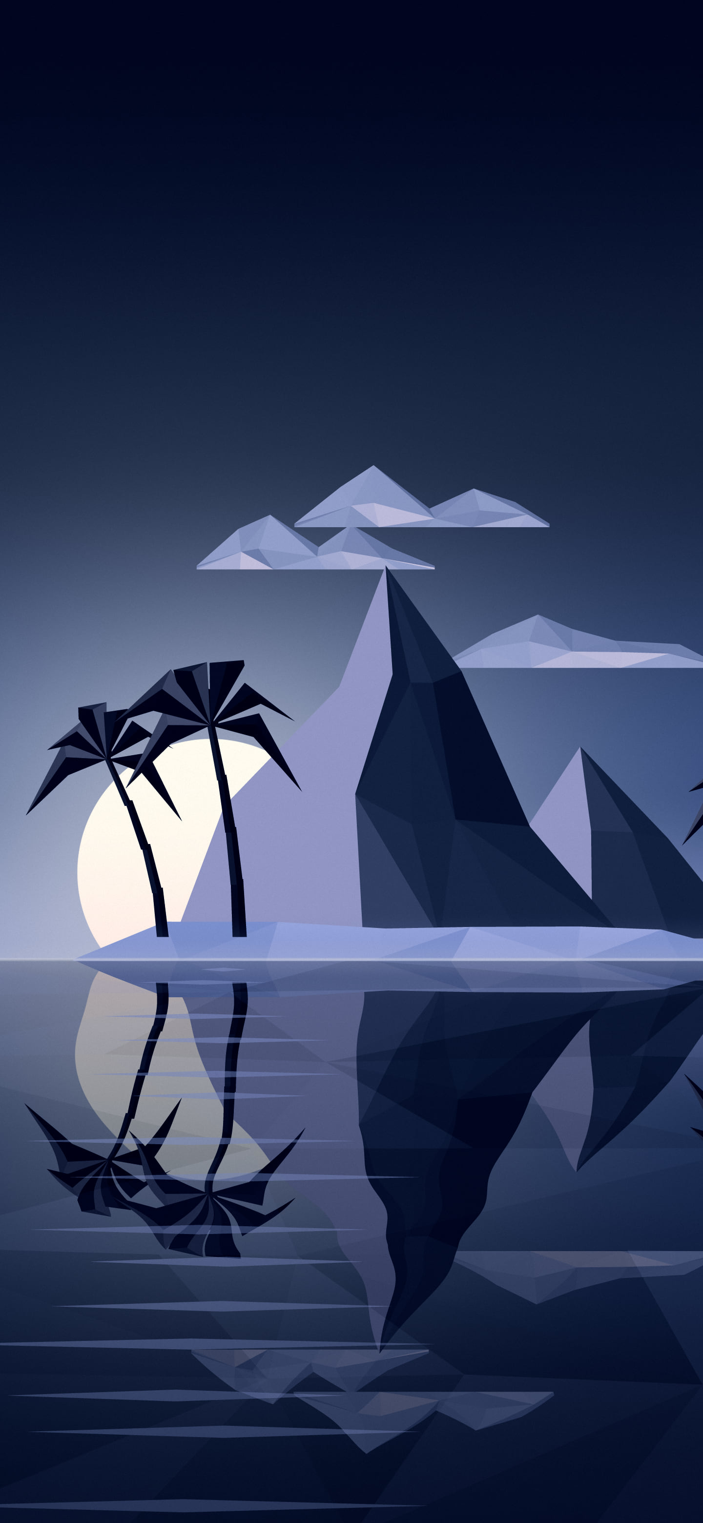 Navy Low Poly Island at Sunset wallpaper for iPhone and Android