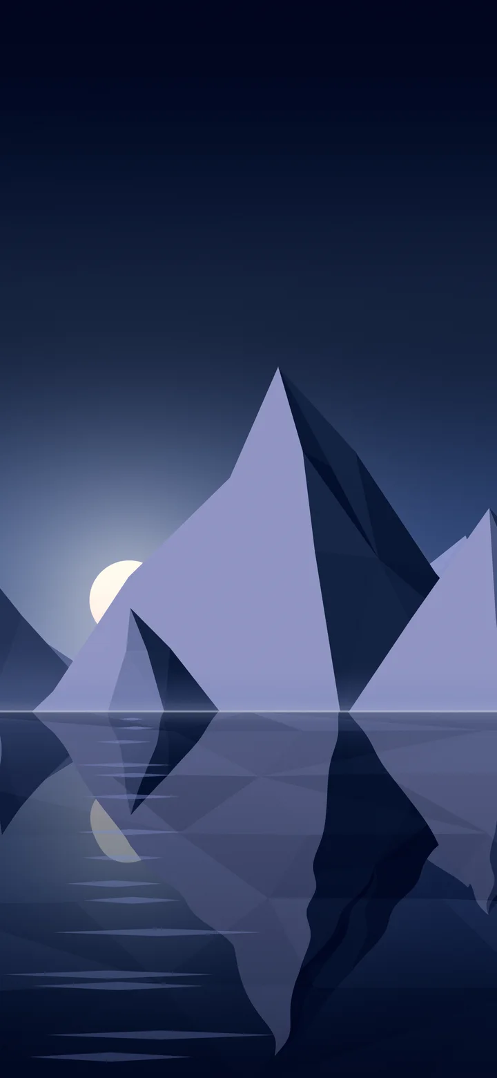 Navy Low Poly Mountain Lake at Sunset wallpaper for iPhone and Android