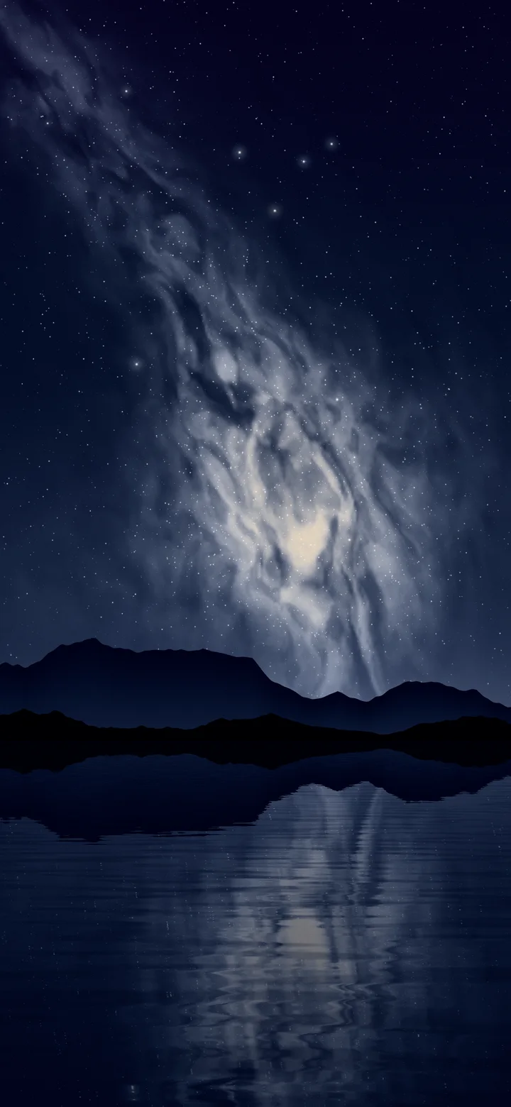 Navy Milky Way over a Lake wallpaper for iPhone and Android