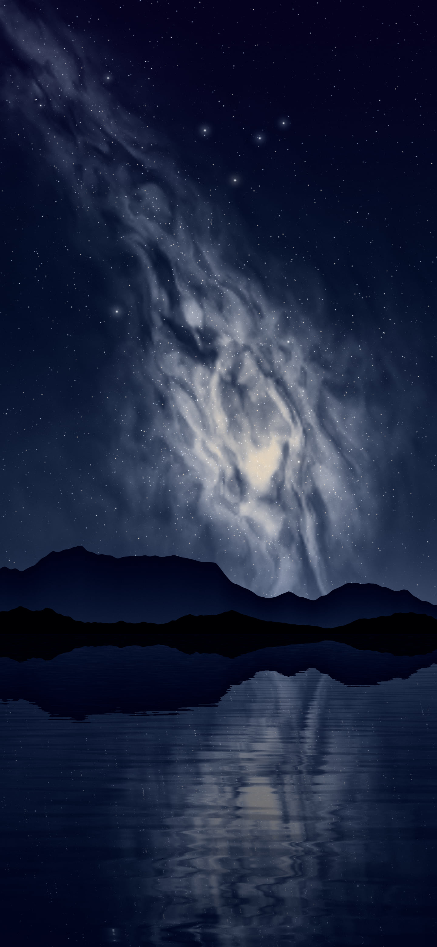 Navy Milky Way over a Lake wallpaper for iPhone and Android