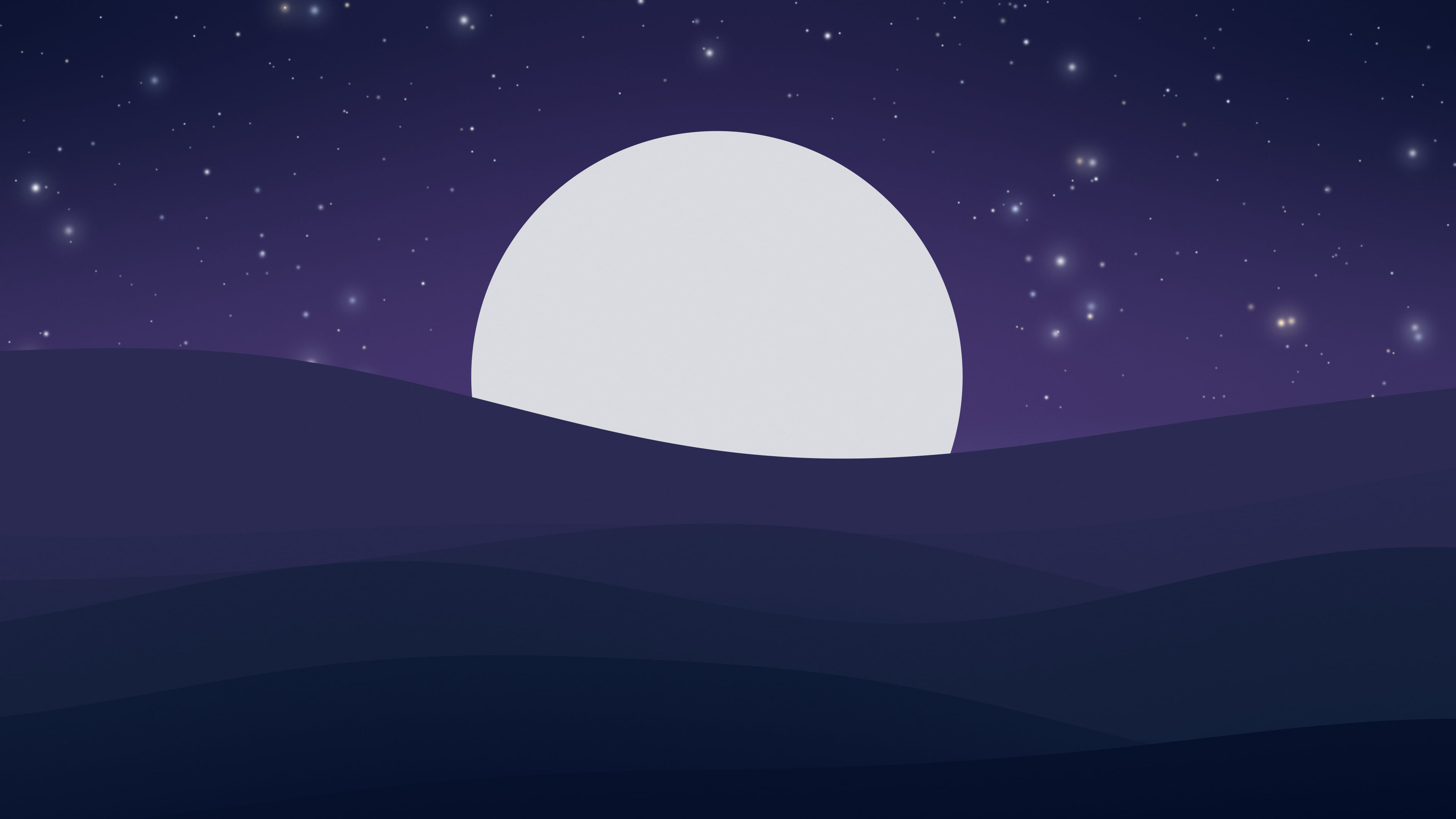 Navy Minimalist Sunset Hills desktop wallpaper in 4K
