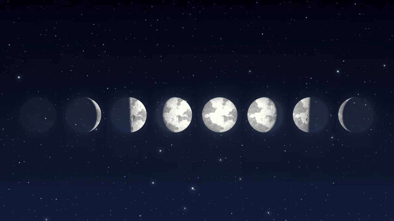 Navy Moon Phases desktop wallpaper in 4K