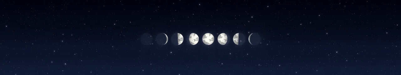 Navy Moon Phases triple monitor wallpaper, 7680 × 1440