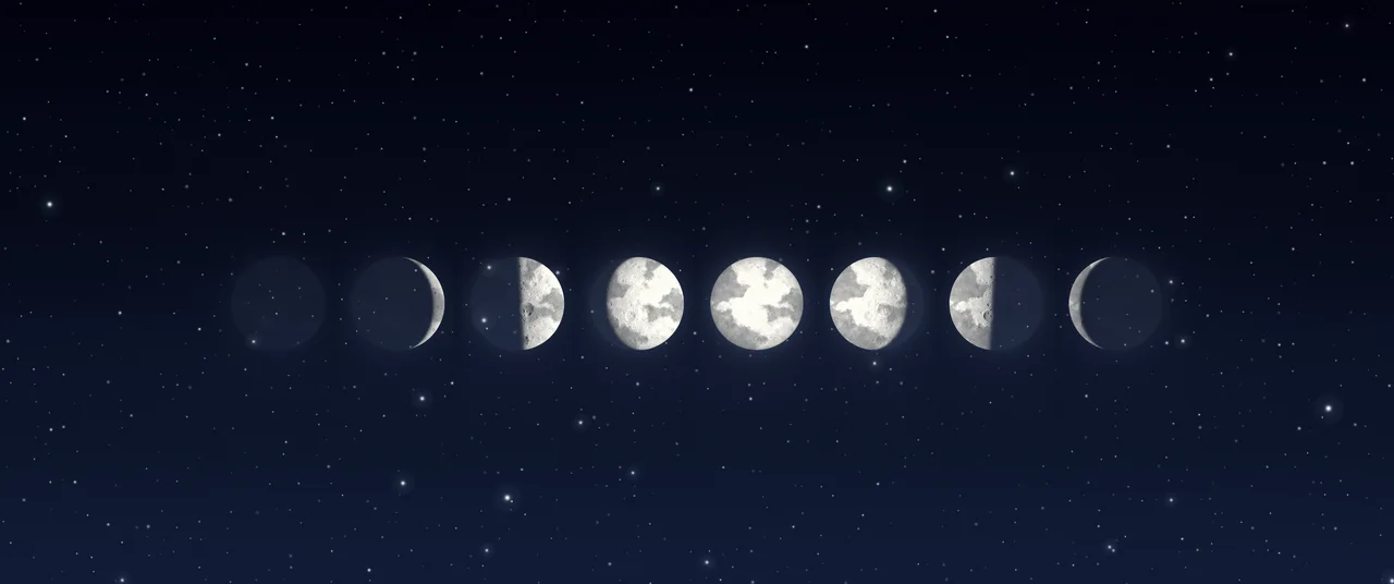 Navy Moon Phases ultrawide wallpaper, 3440 × 1440