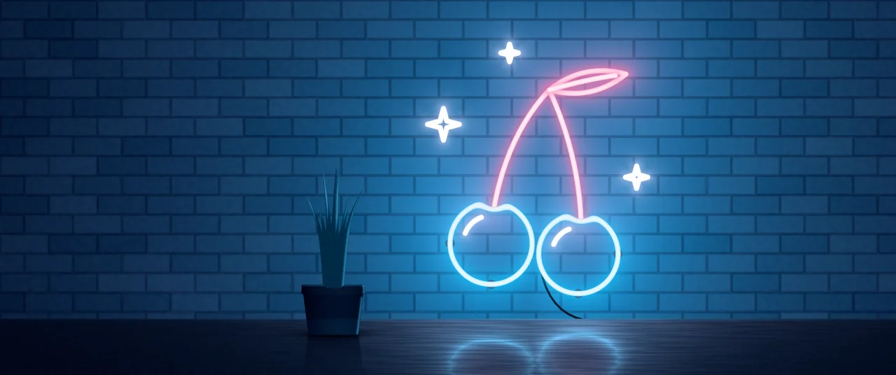 Navy Neon Cherries ultrawide wallpaper, 3440 × 1440