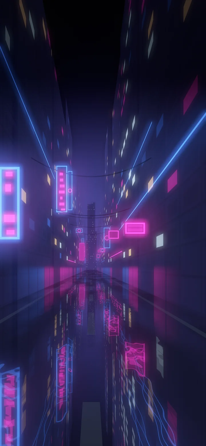 Navy Neon City Street wallpaper for iPhone and Android