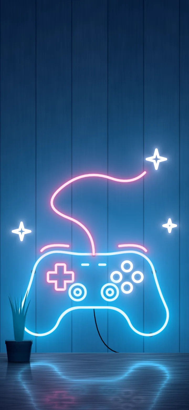 Navy Neon Gaming Controller wallpaper for iPhone and Android