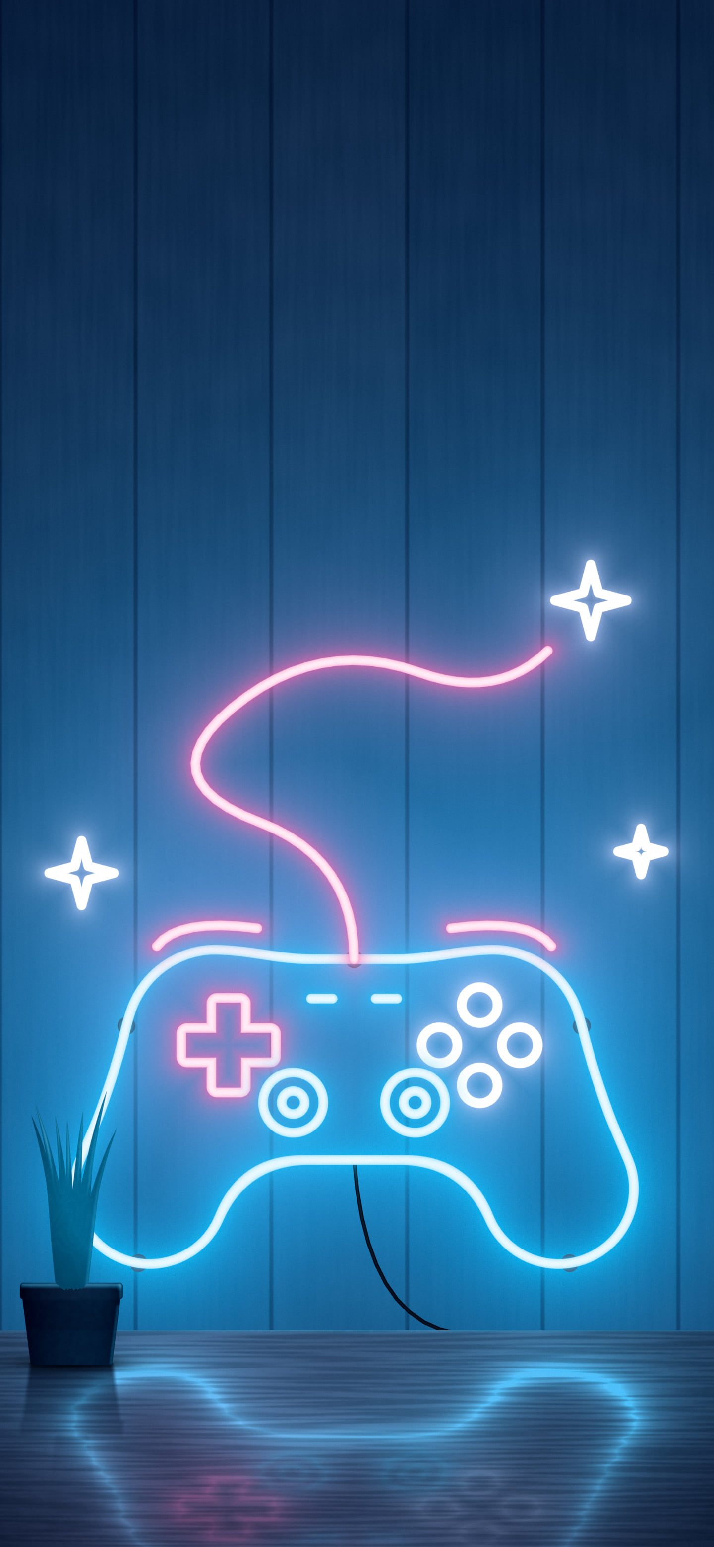 Navy Neon Gaming Controller wallpaper for iPhone and Android