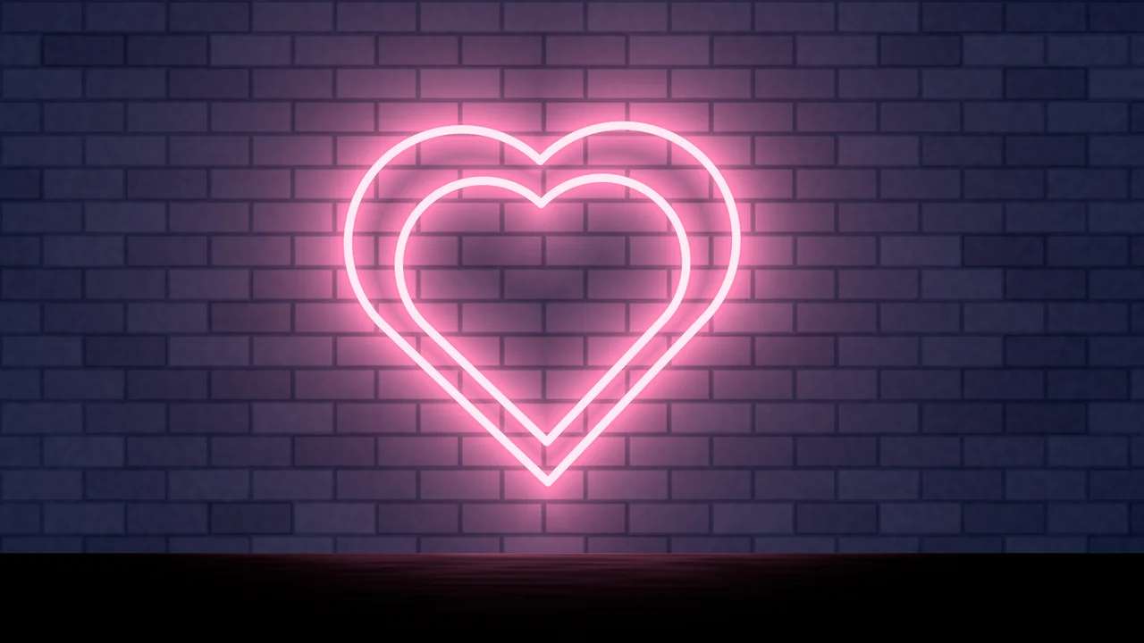 Navy Neon Heart desktop wallpaper in 4K