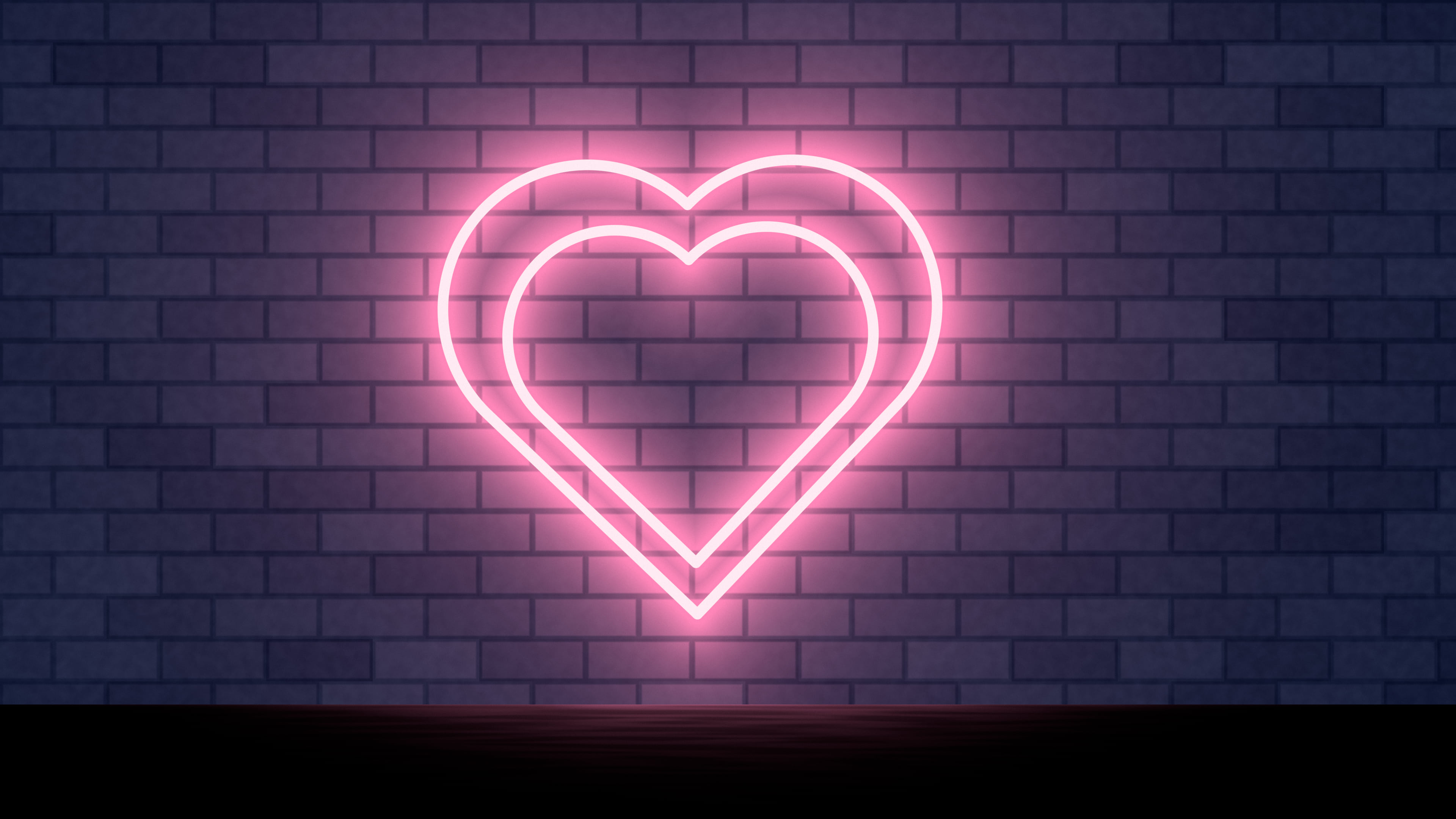 Navy Neon Heart desktop wallpaper in 4K