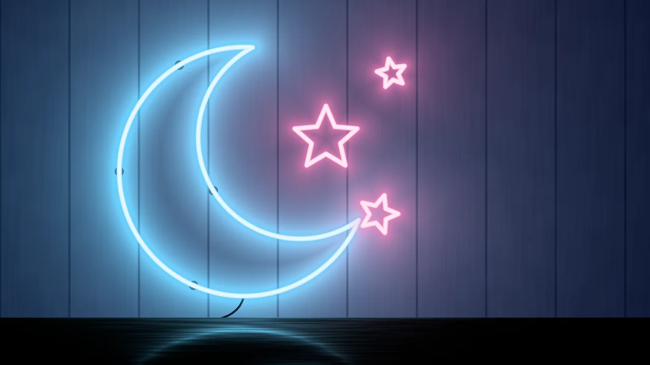 Navy Neon Moon desktop wallpaper in 4K