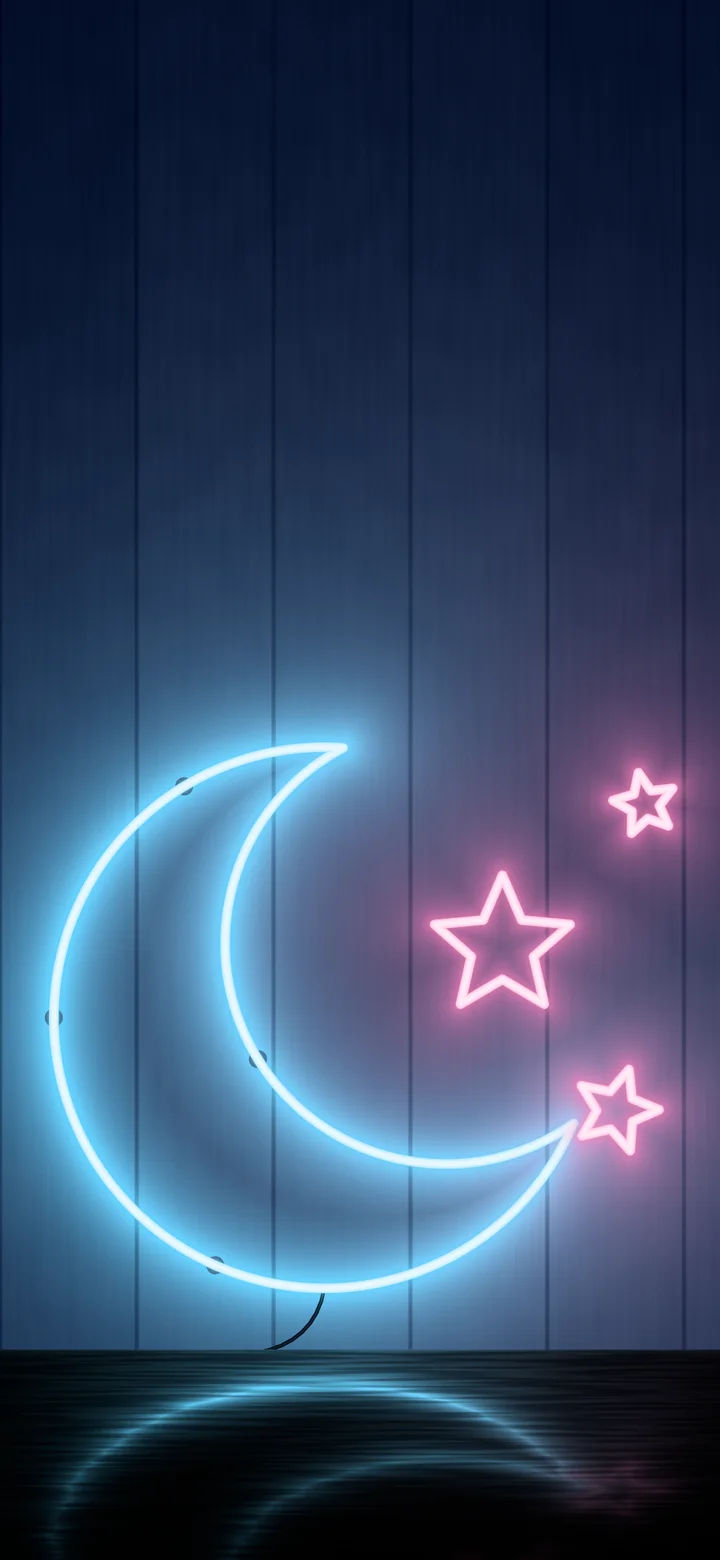 Navy Neon Moon wallpaper for iPhone and Android