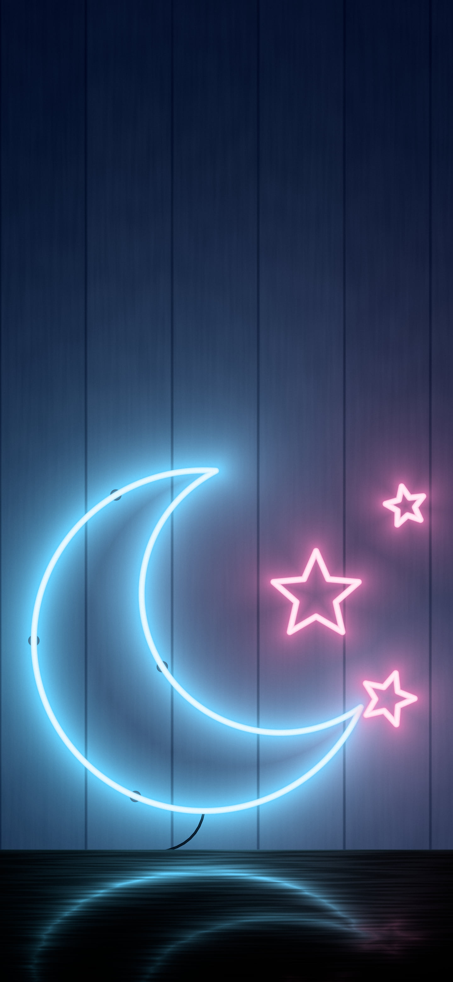 Navy Neon Moon wallpaper for iPhone and Android
