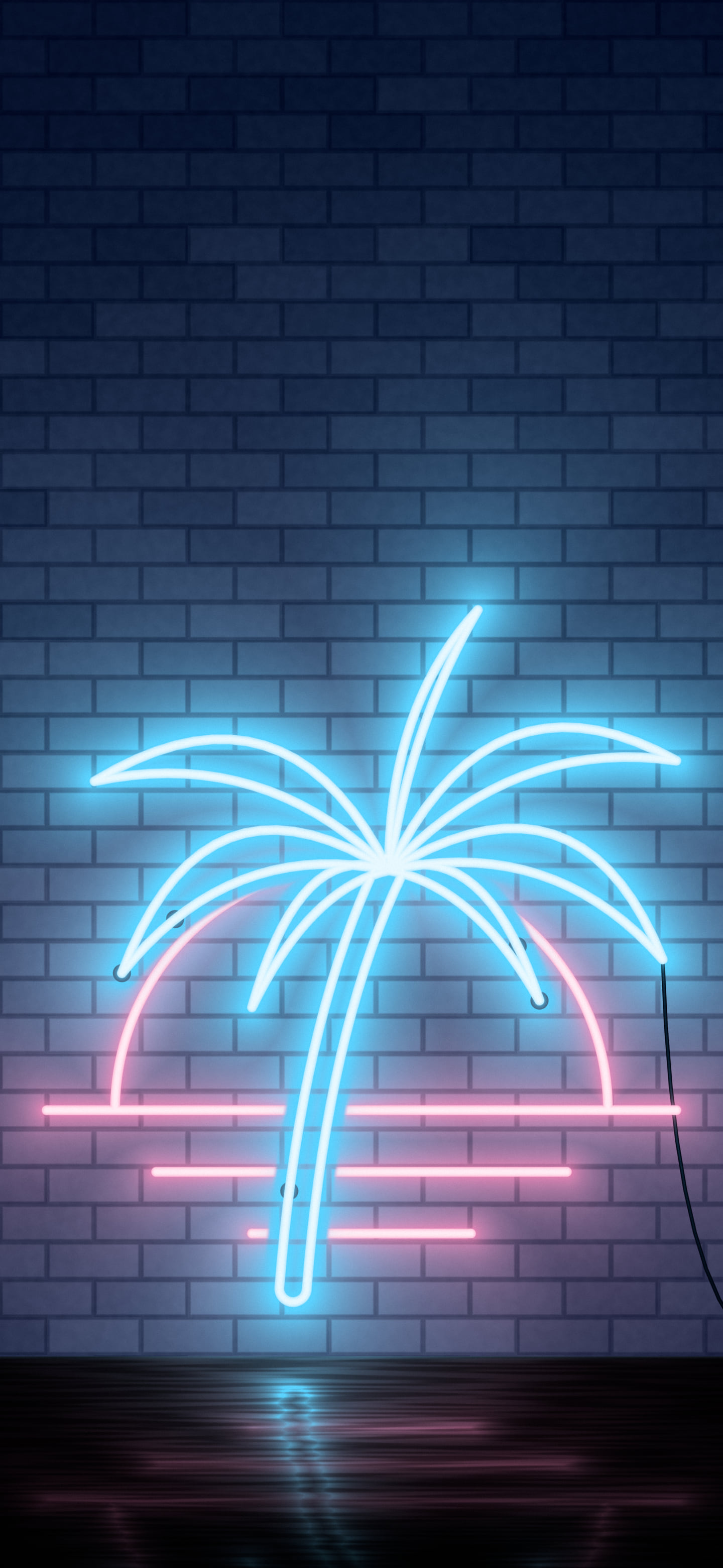 Navy Neon Palm Tree wallpaper for iPhone and Android