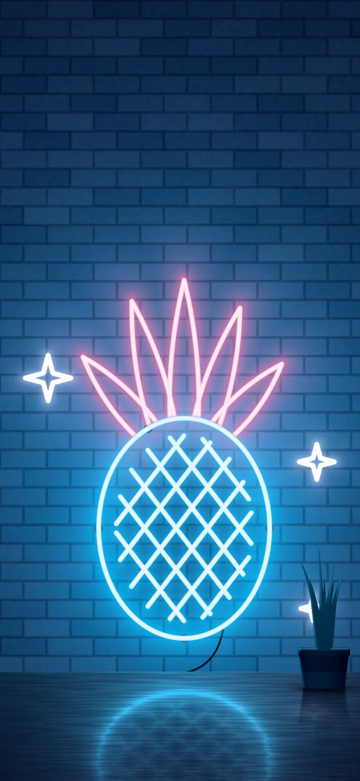 Navy Neon Pineapple wallpaper for iPhone and Android
