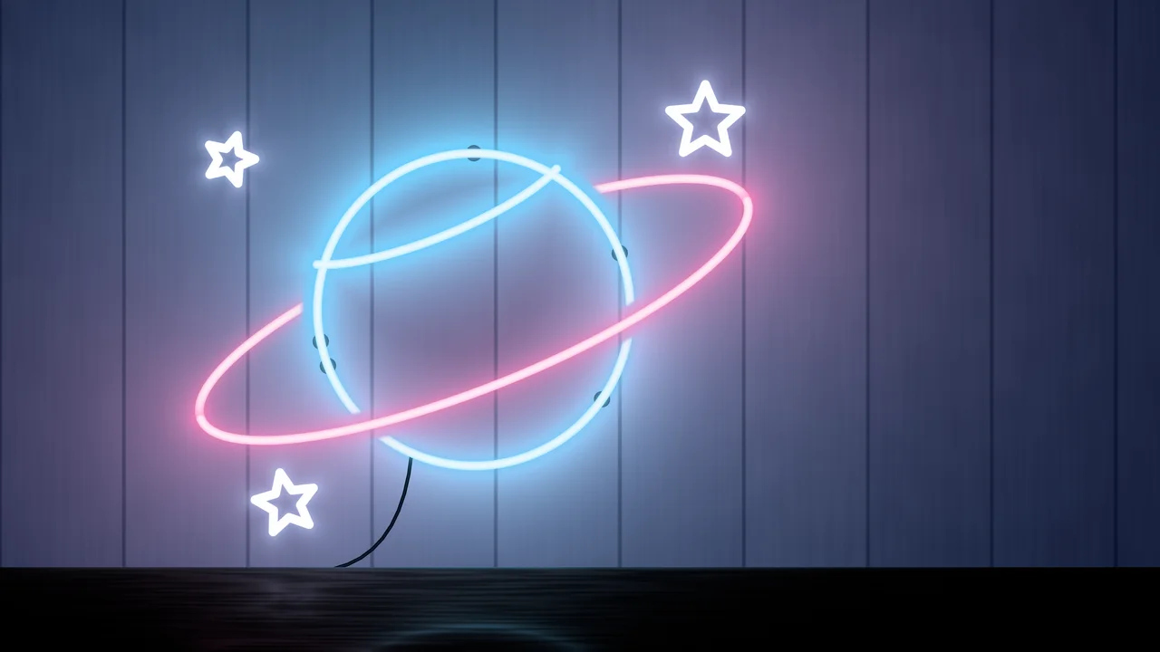 Navy Neon Planet desktop wallpaper in 4K