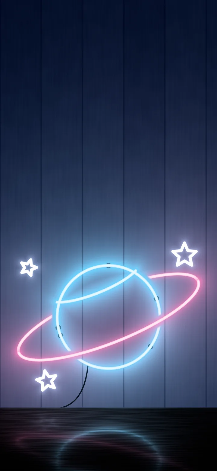 Navy Neon Planet wallpaper for iPhone and Android