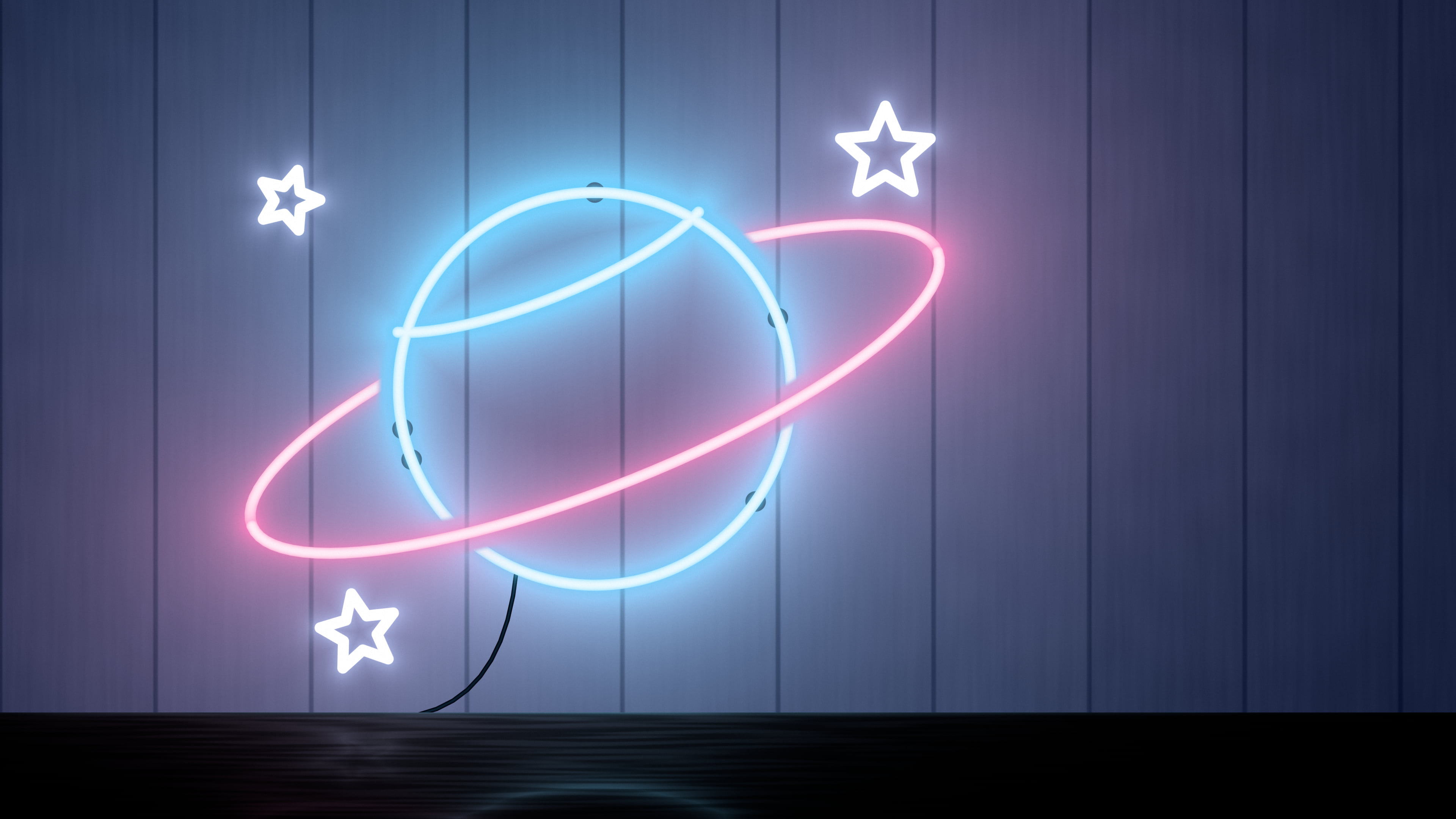Navy Neon Planet desktop wallpaper in 4K