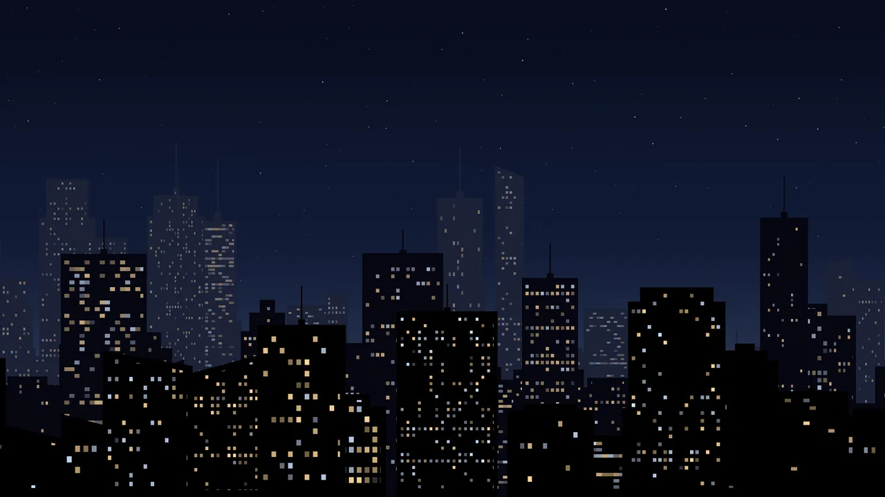 Navy Night City Skyline desktop wallpaper in 4K