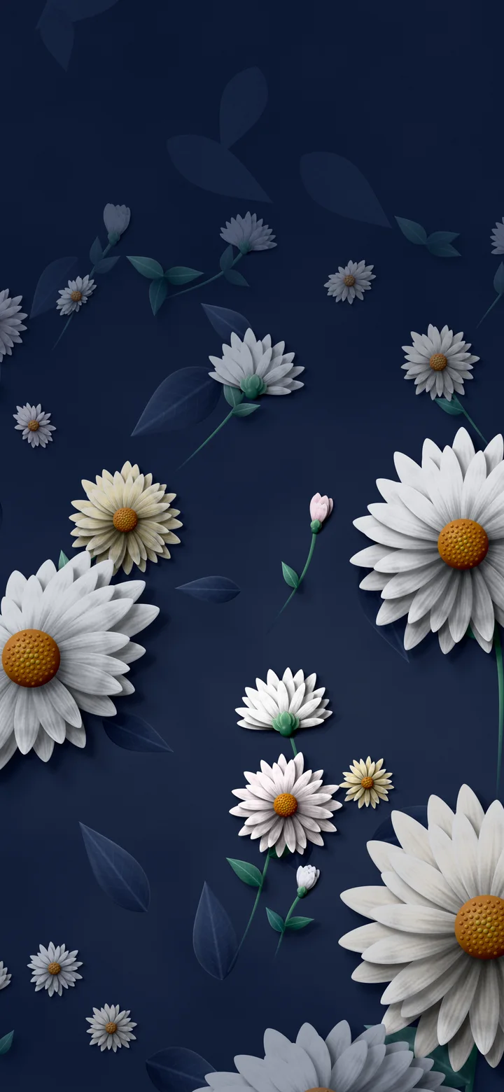 Navy Paper Daisy Pattern wallpaper for iPhone and Android