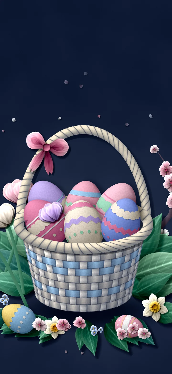 Navy Paper Easter Egg Basket wallpaper for iPhone and Android
