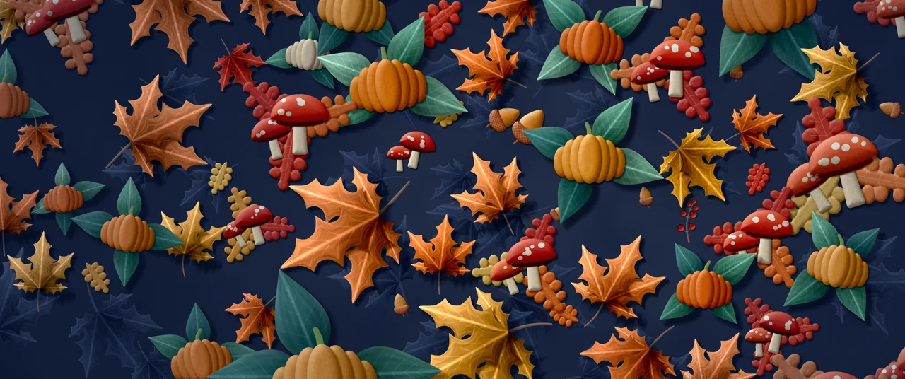 Navy Paper Fall Harvest Pattern ultrawide wallpaper, 3440 × 1440