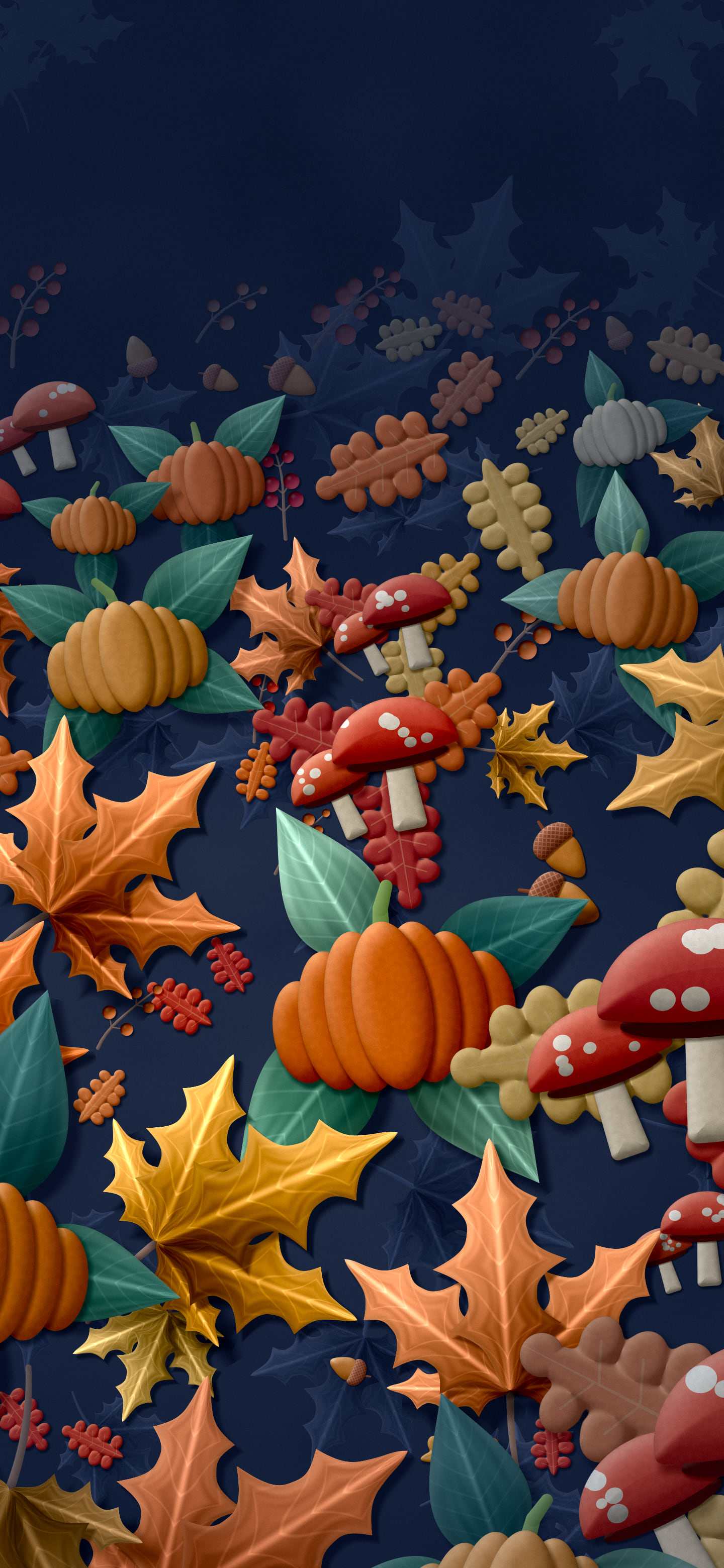 Navy Paper Fall Harvest Pattern wallpaper for iPhone and Android