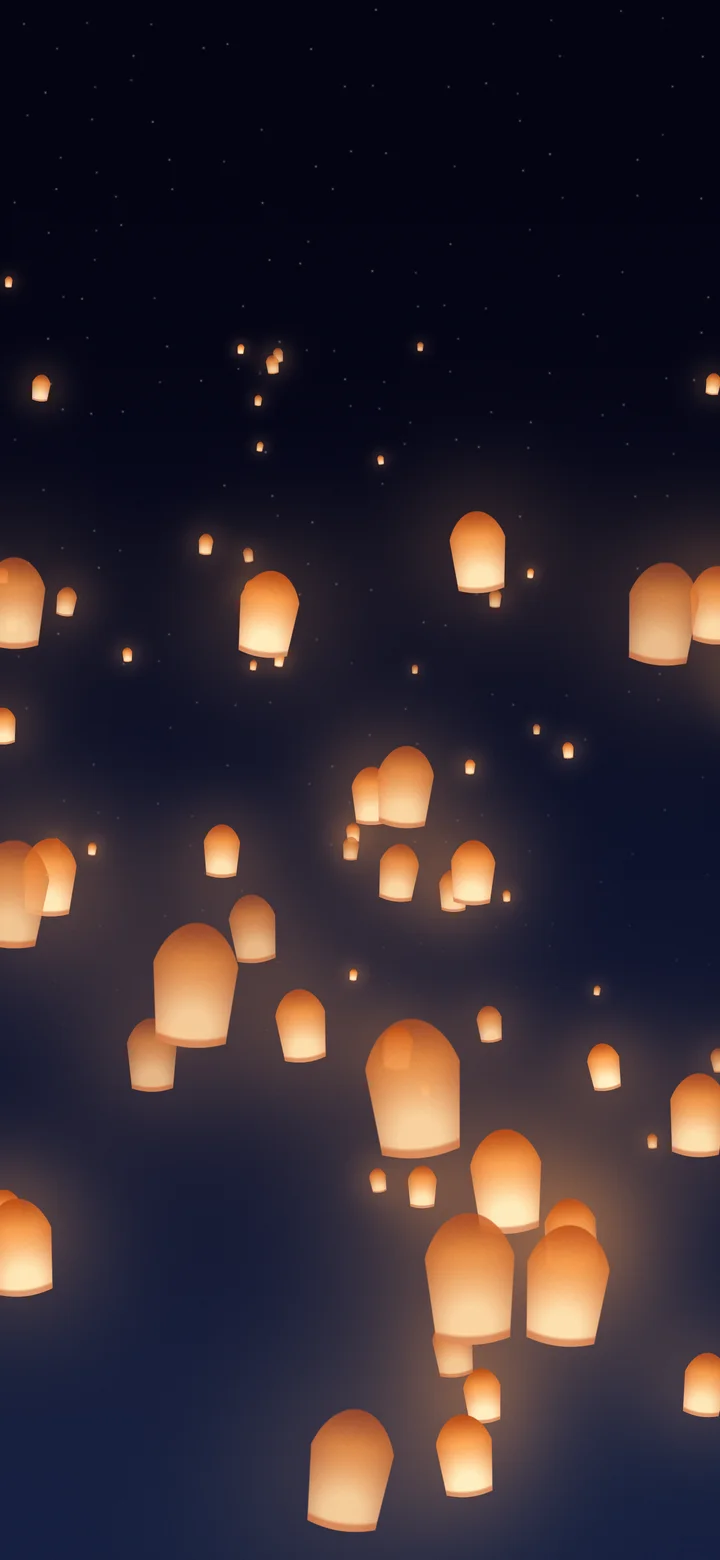 Navy Paper Lanterns wallpaper for iPhone and Android