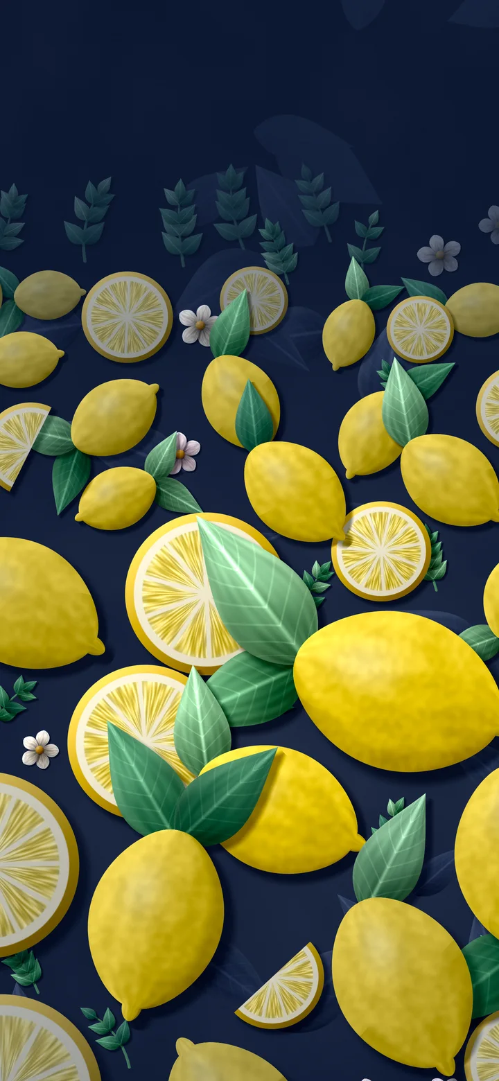 Navy Paper Lemon Pattern wallpaper for iPhone and Android