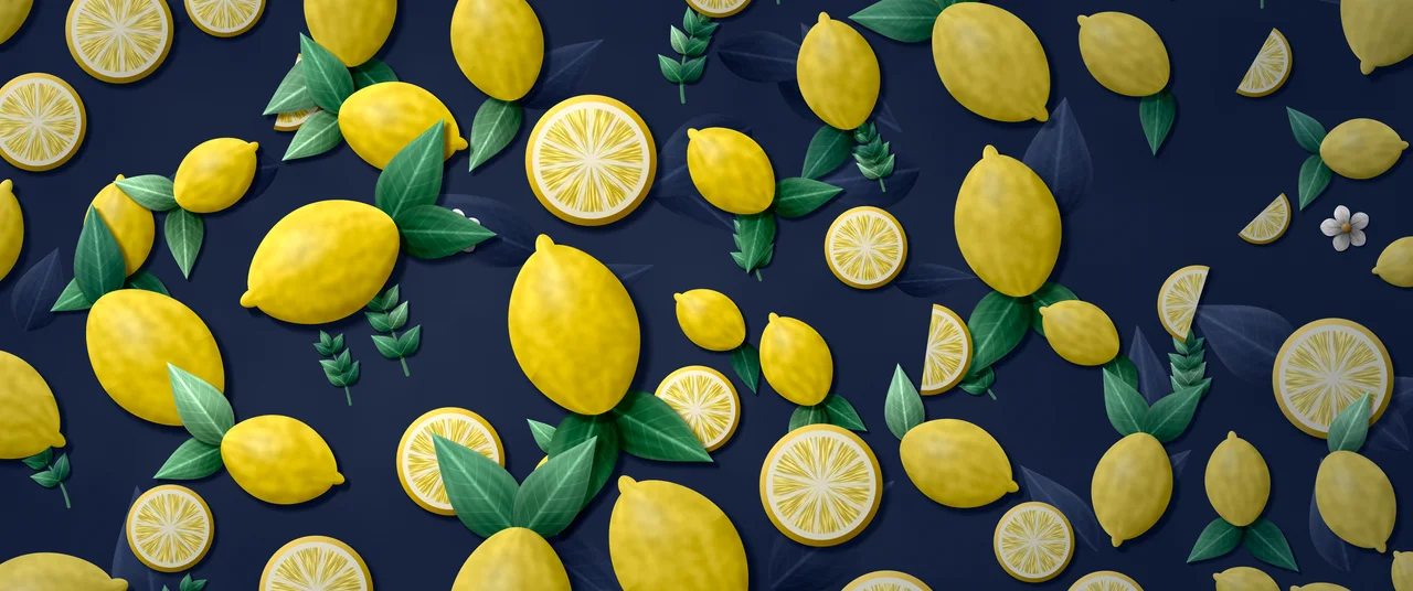 Navy Paper Lemon Pattern ultrawide wallpaper, 3440 × 1440