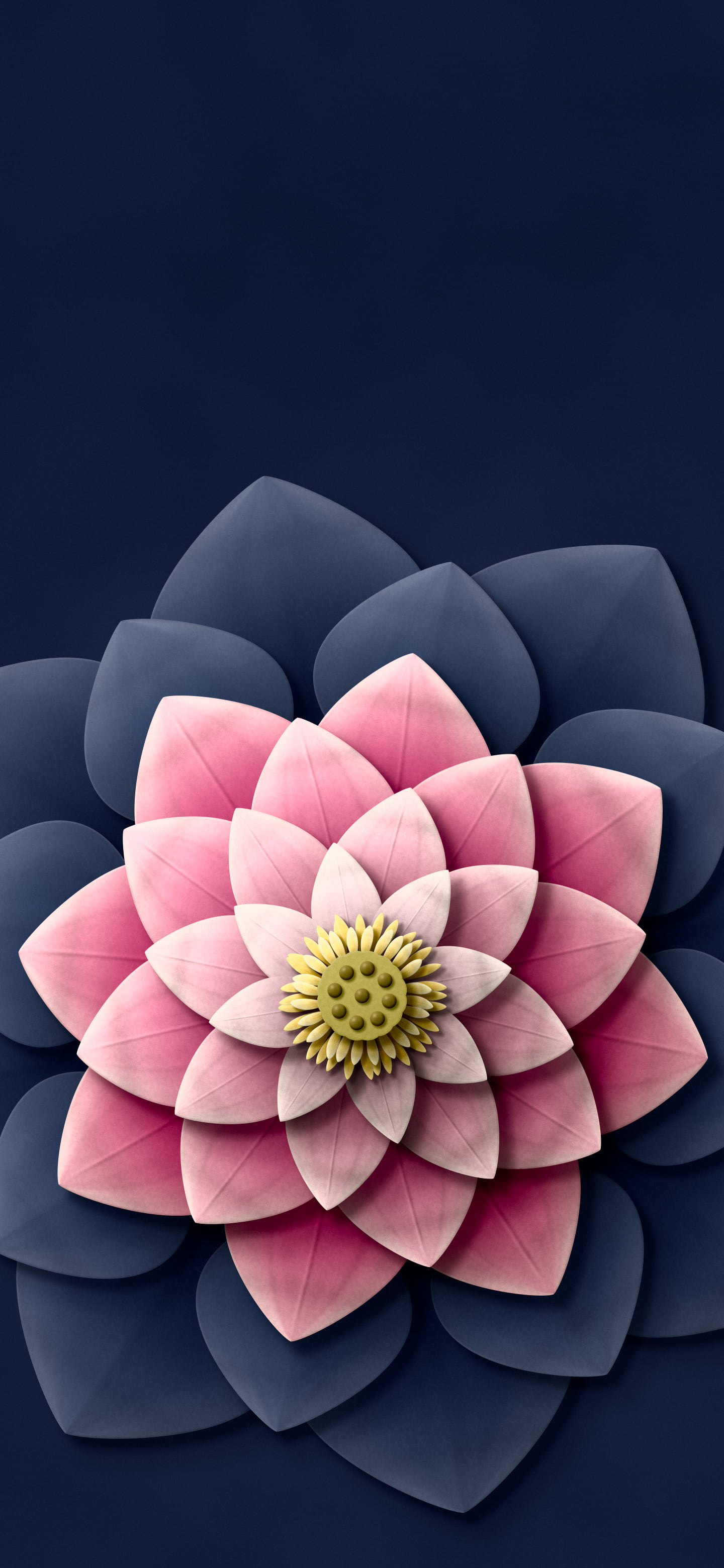 Navy Paper Lotus Mandala wallpaper for iPhone and Android