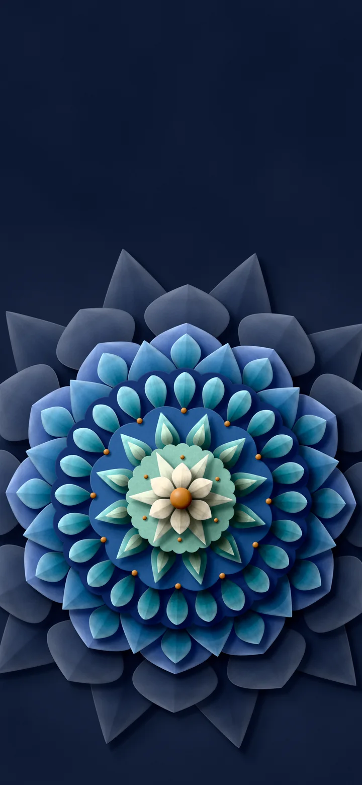Navy Paper Mandala wallpaper for iPhone and Android