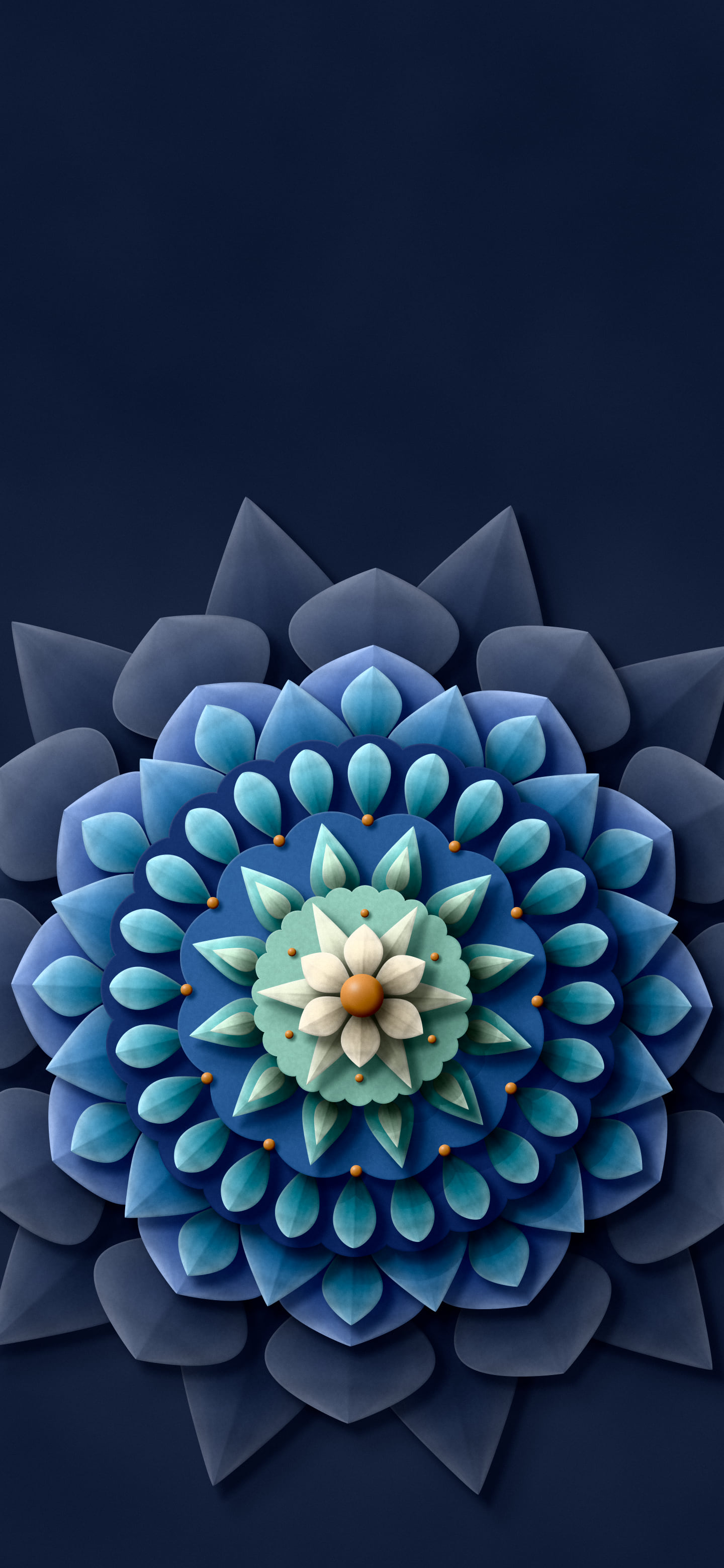 Navy Paper Mandala wallpaper for iPhone and Android