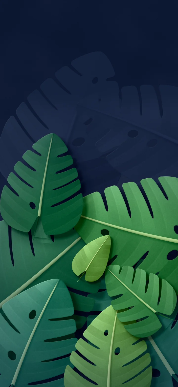 Navy Paper Monstera Leaves wallpaper for iPhone and Android