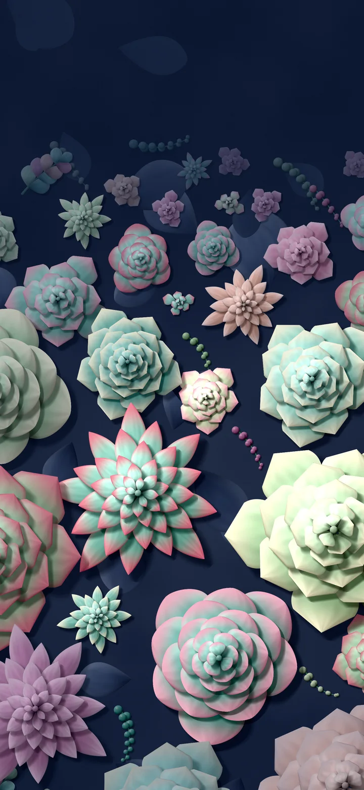 Navy Paper Succulents wallpaper for iPhone and Android