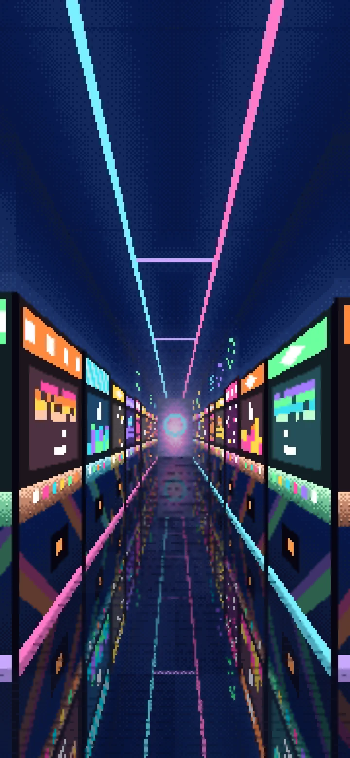Navy Pixel Art Arcade Aisle wallpaper for iPhone and Android