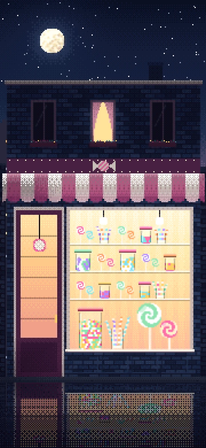 Navy Pixel Art Candy Shop wallpaper for iPhone and Android