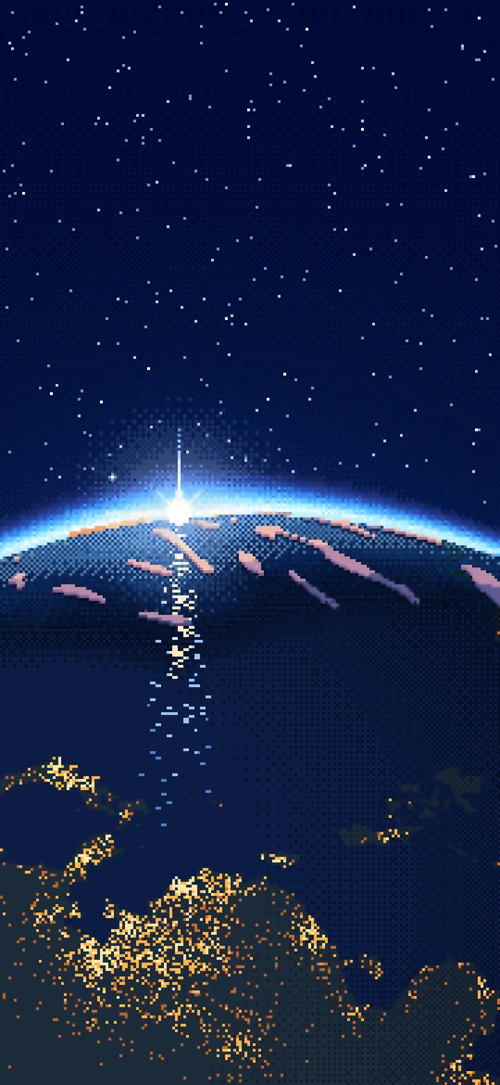 Navy Pixel Art Earth Horizon From Orbit wallpaper for iPhone and Android