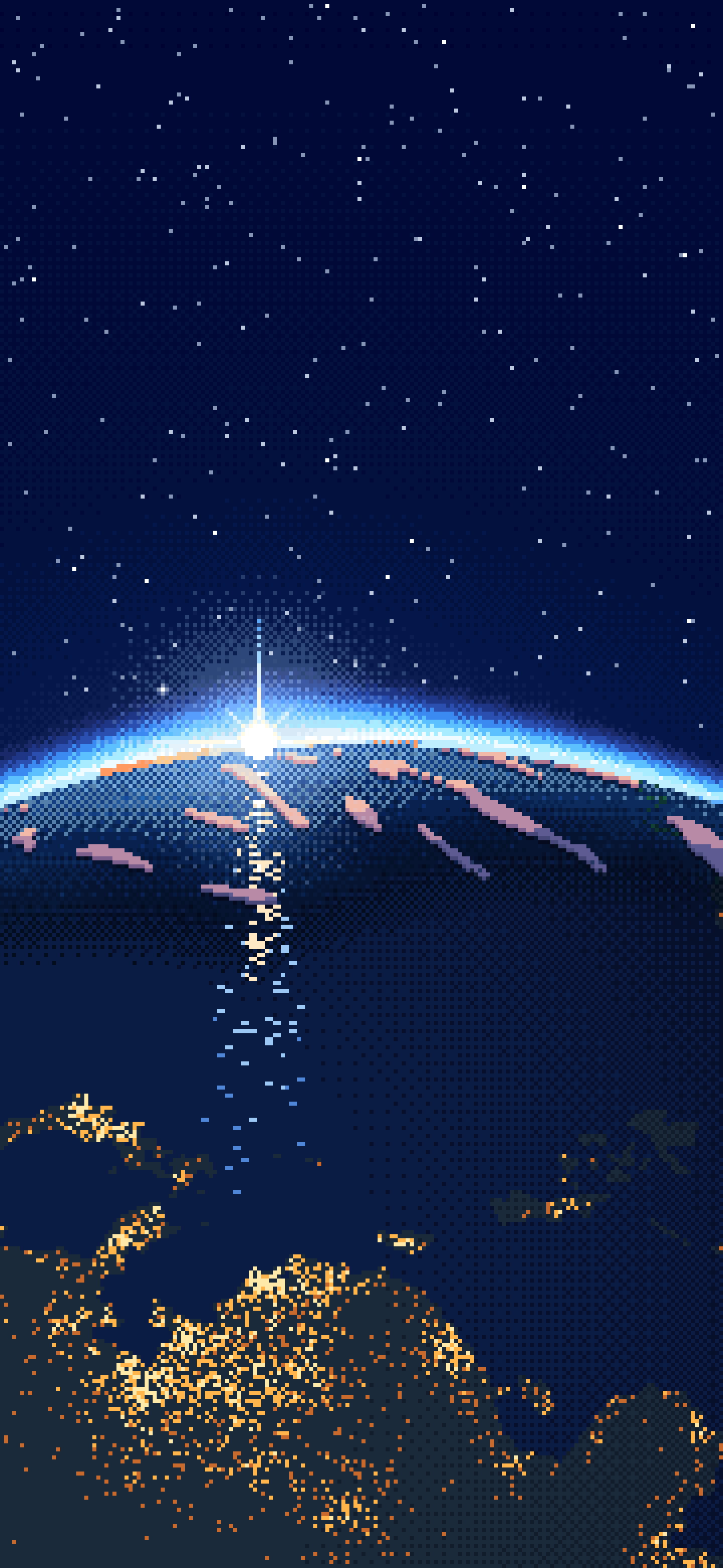 Navy Pixel Art Earth Horizon From Orbit wallpaper for iPhone and Android