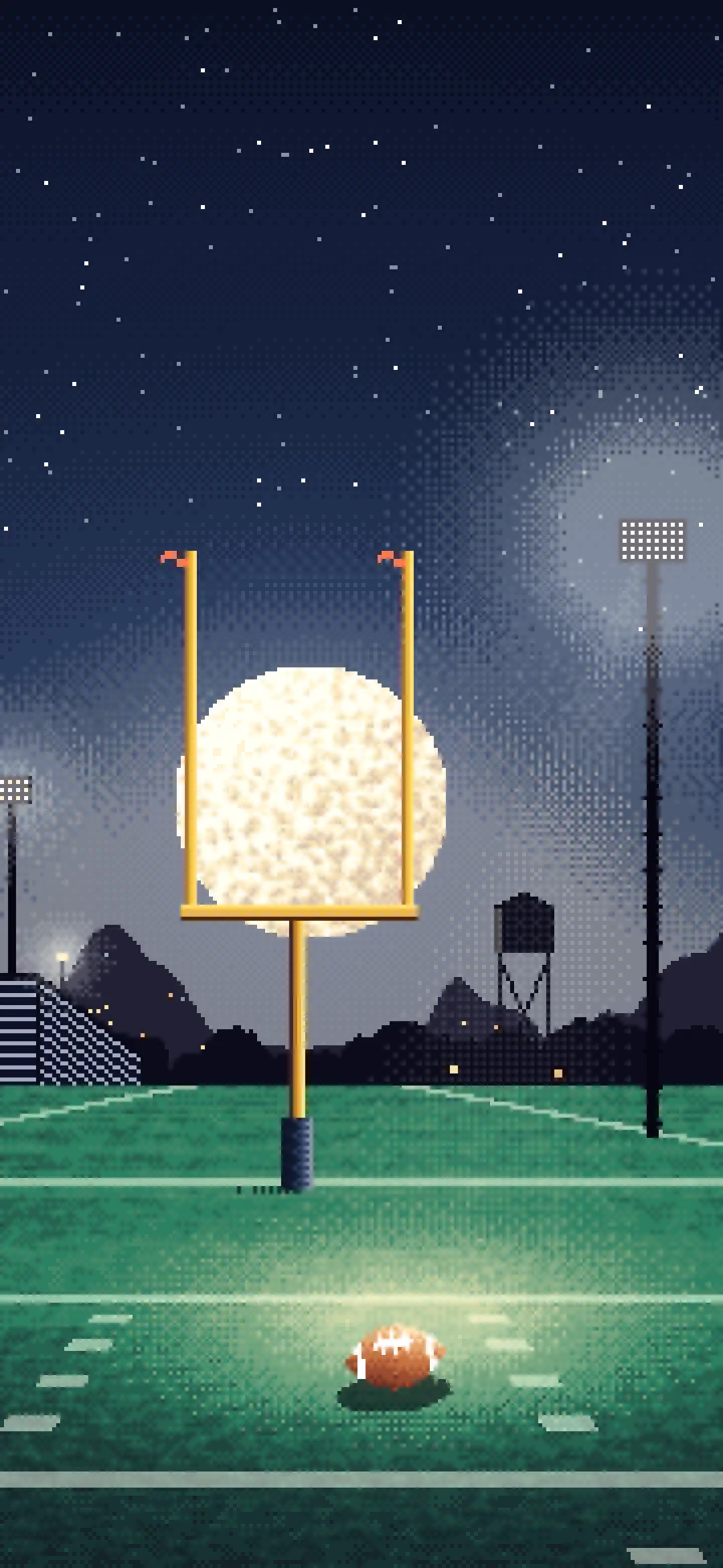 Navy Pixel Art Football Field at Night wallpaper for iPhone and Android