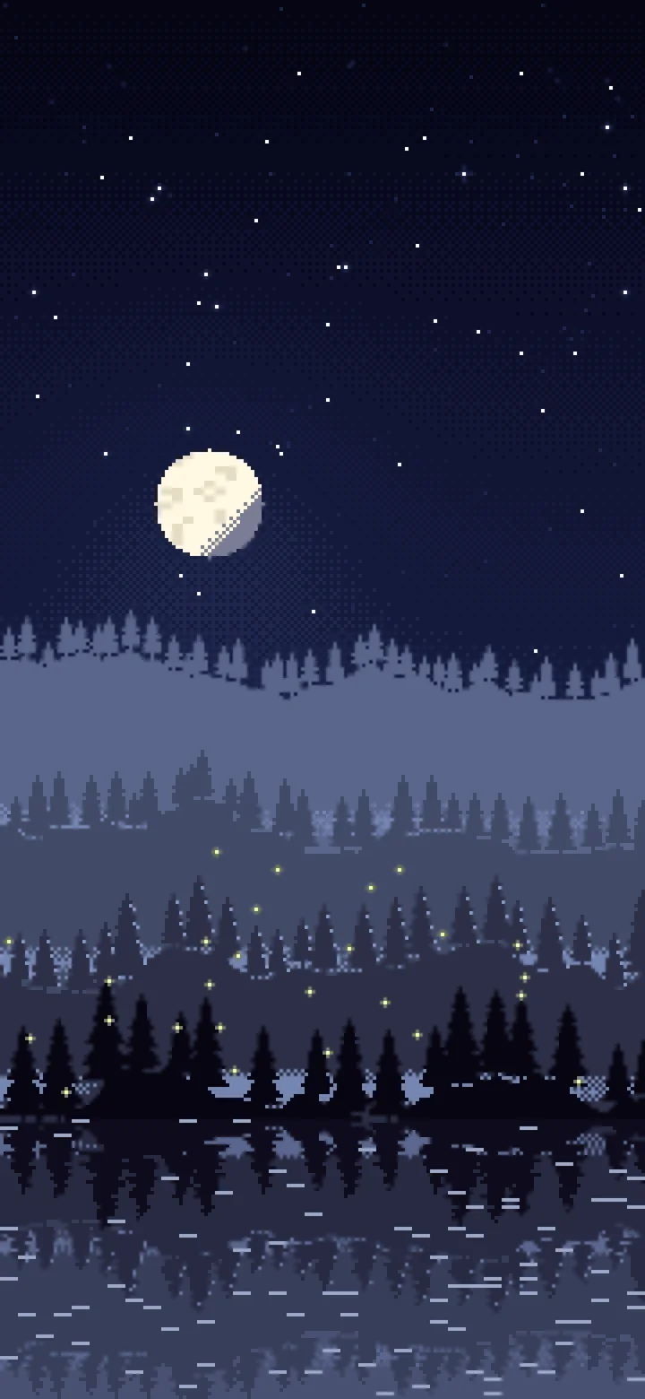 Navy Pixel Art Forest wallpaper for iPhone and Android