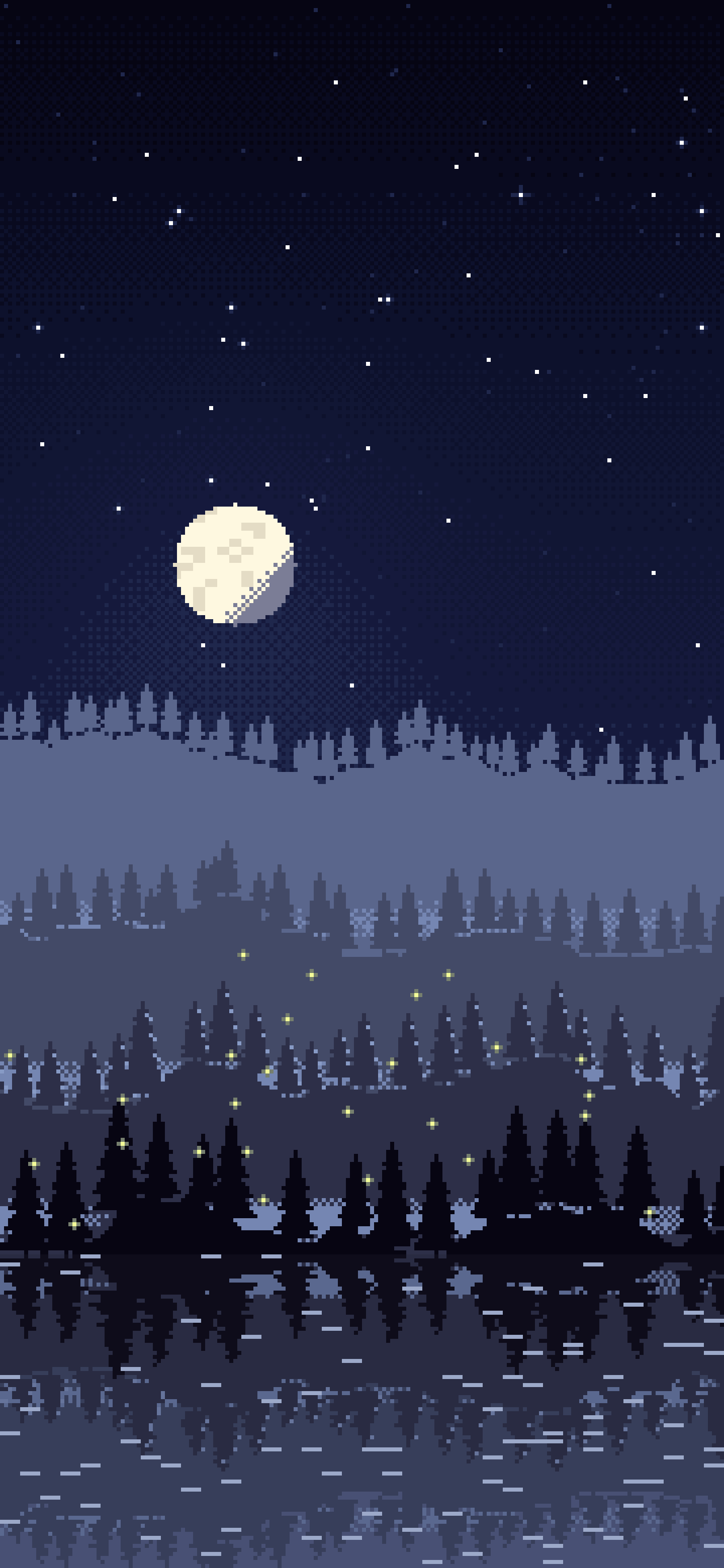 Navy Pixel Art Forest wallpaper for iPhone and Android