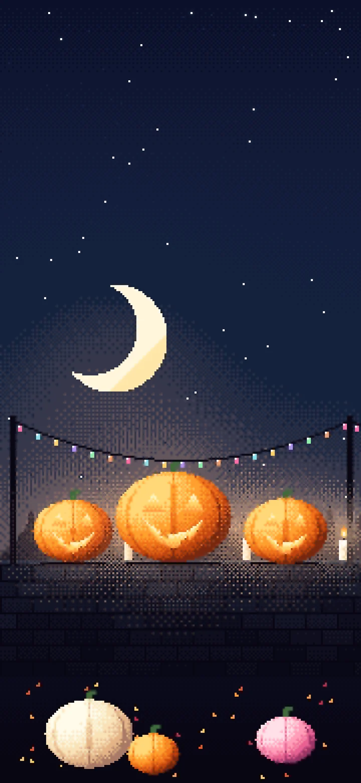 Navy Pixel Art Jack O Lanterns wallpaper for iPhone and Android