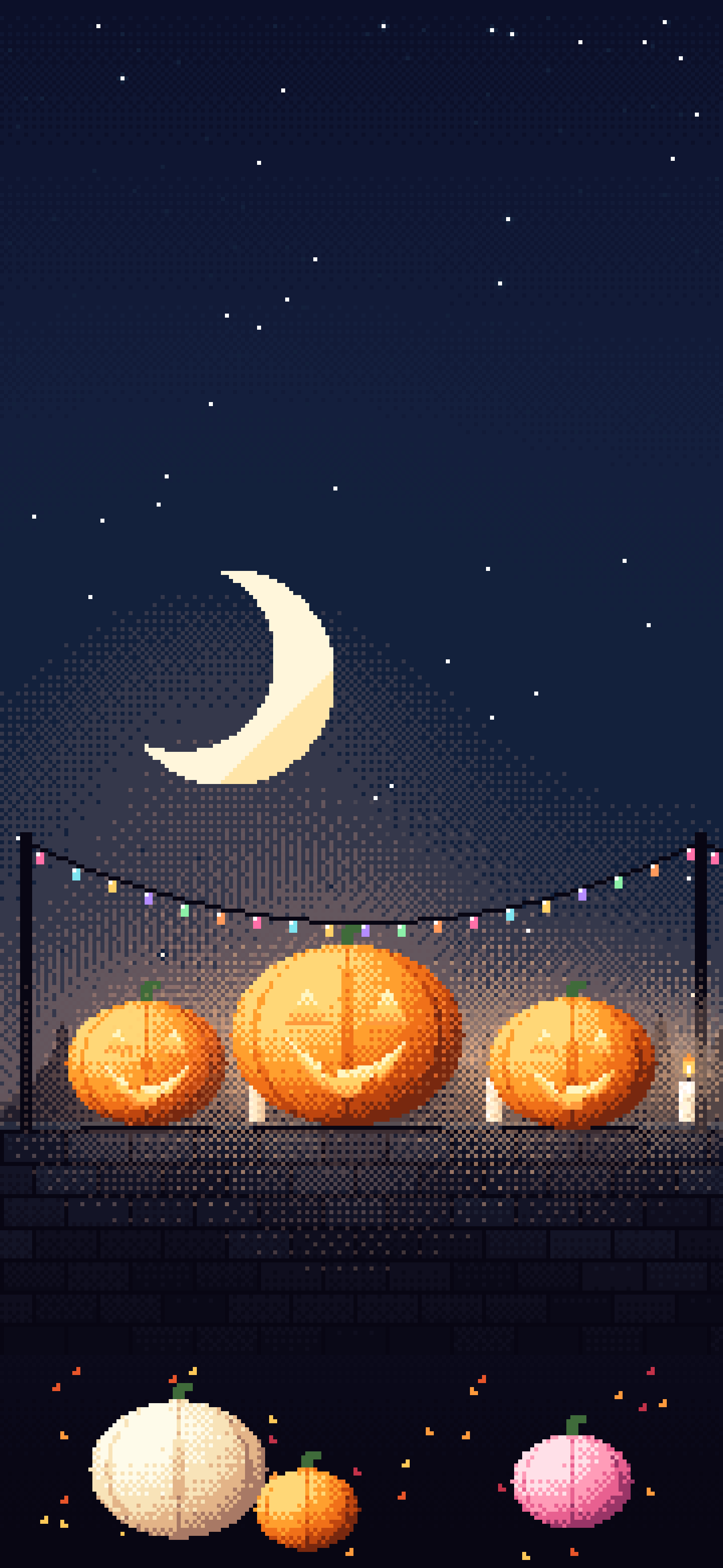 Navy Pixel Art Jack O Lanterns wallpaper for iPhone and Android