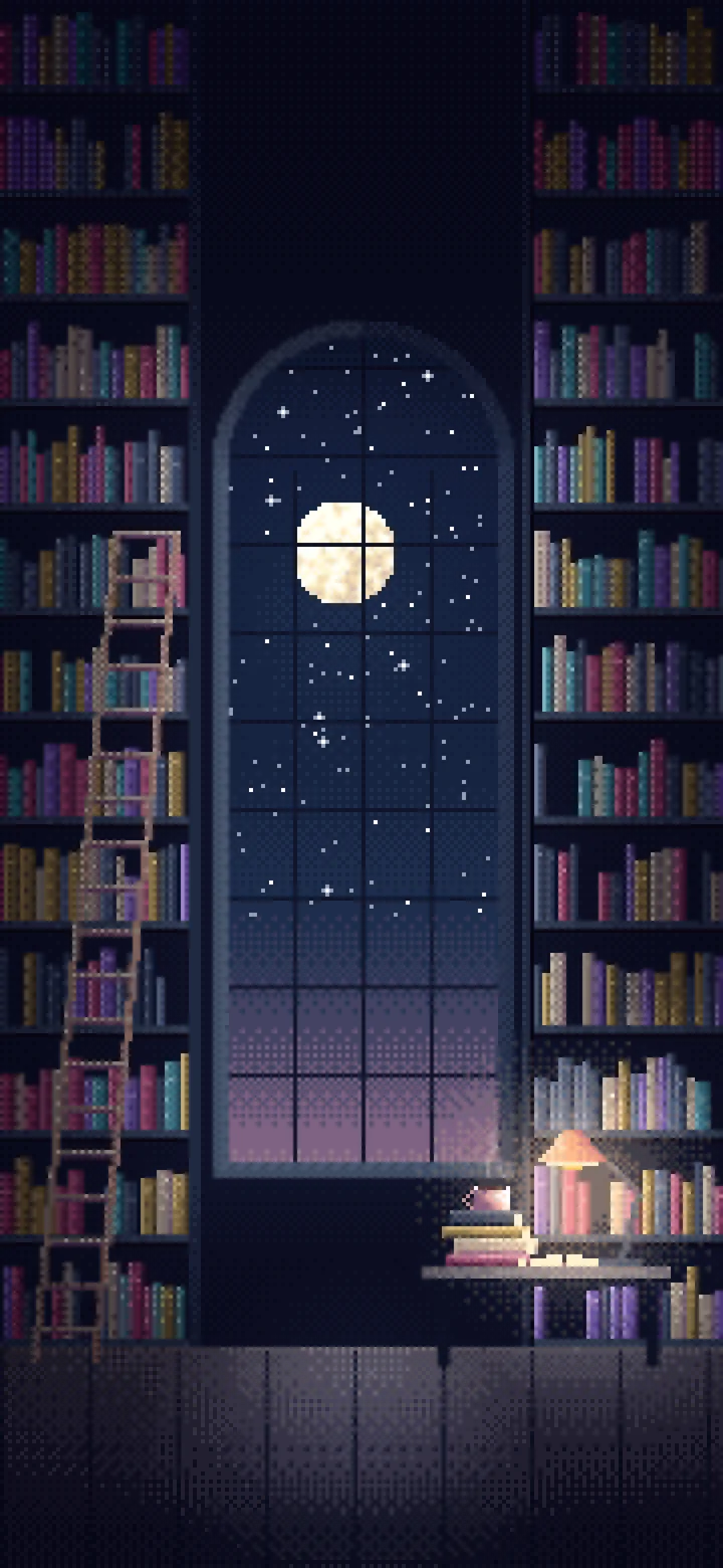 Navy Pixel Art Library wallpaper for iPhone and Android