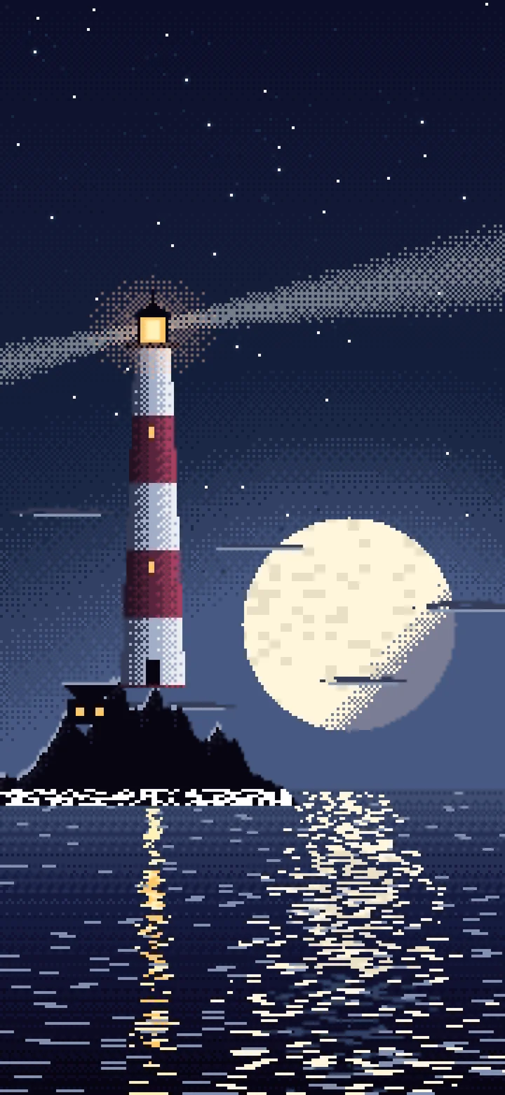 Navy Pixel Art Lighthouse wallpaper for iPhone and Android